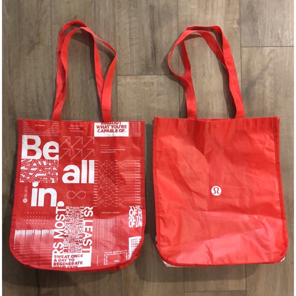 Brand new! - LULULEMON Red & White Duo LARGE Reusable Shopping Bags